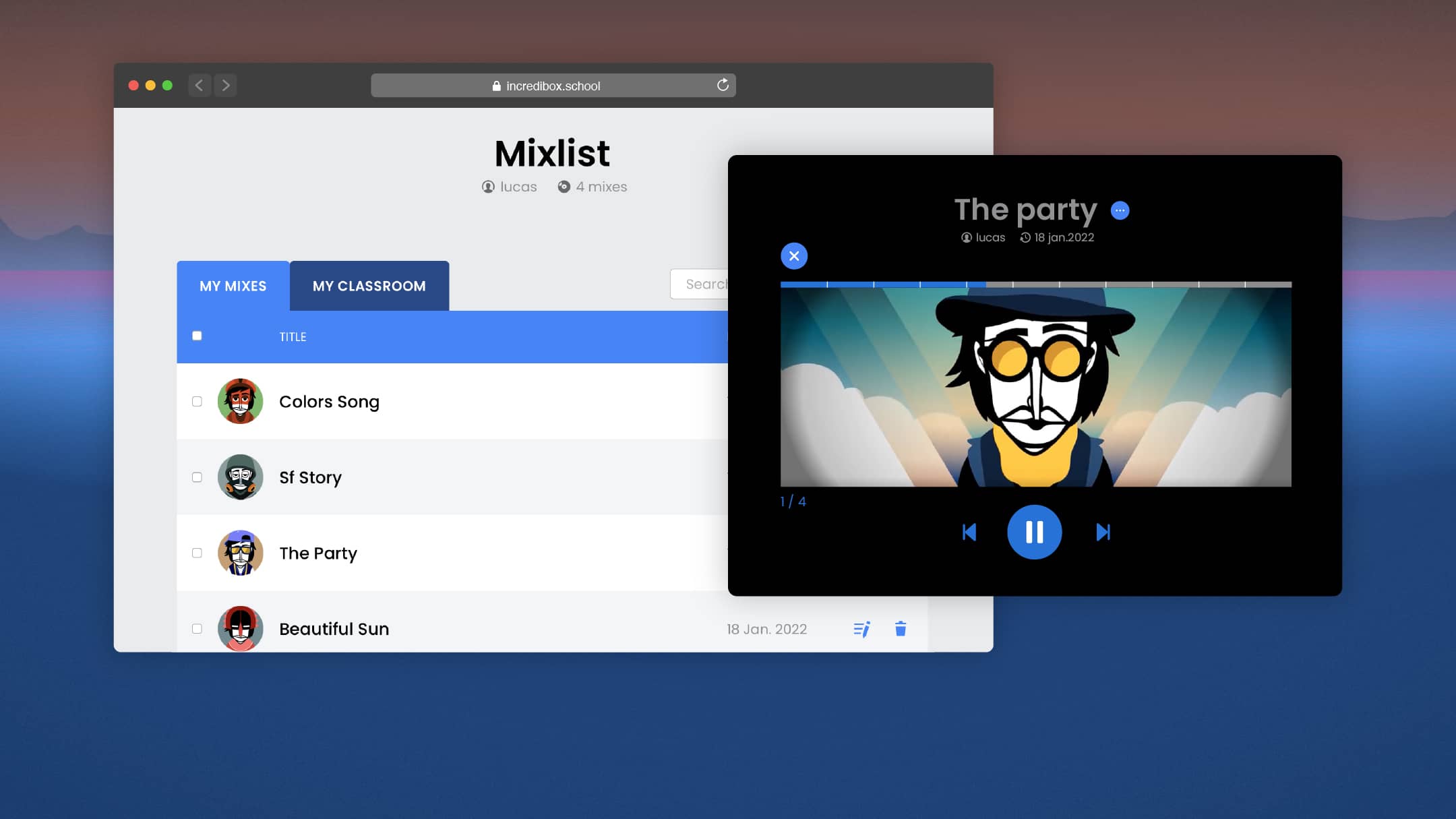 Review your students' mixes - Incredibox for schools